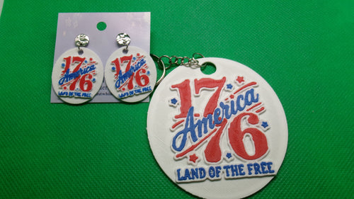 1776 America Earrings and Keychains