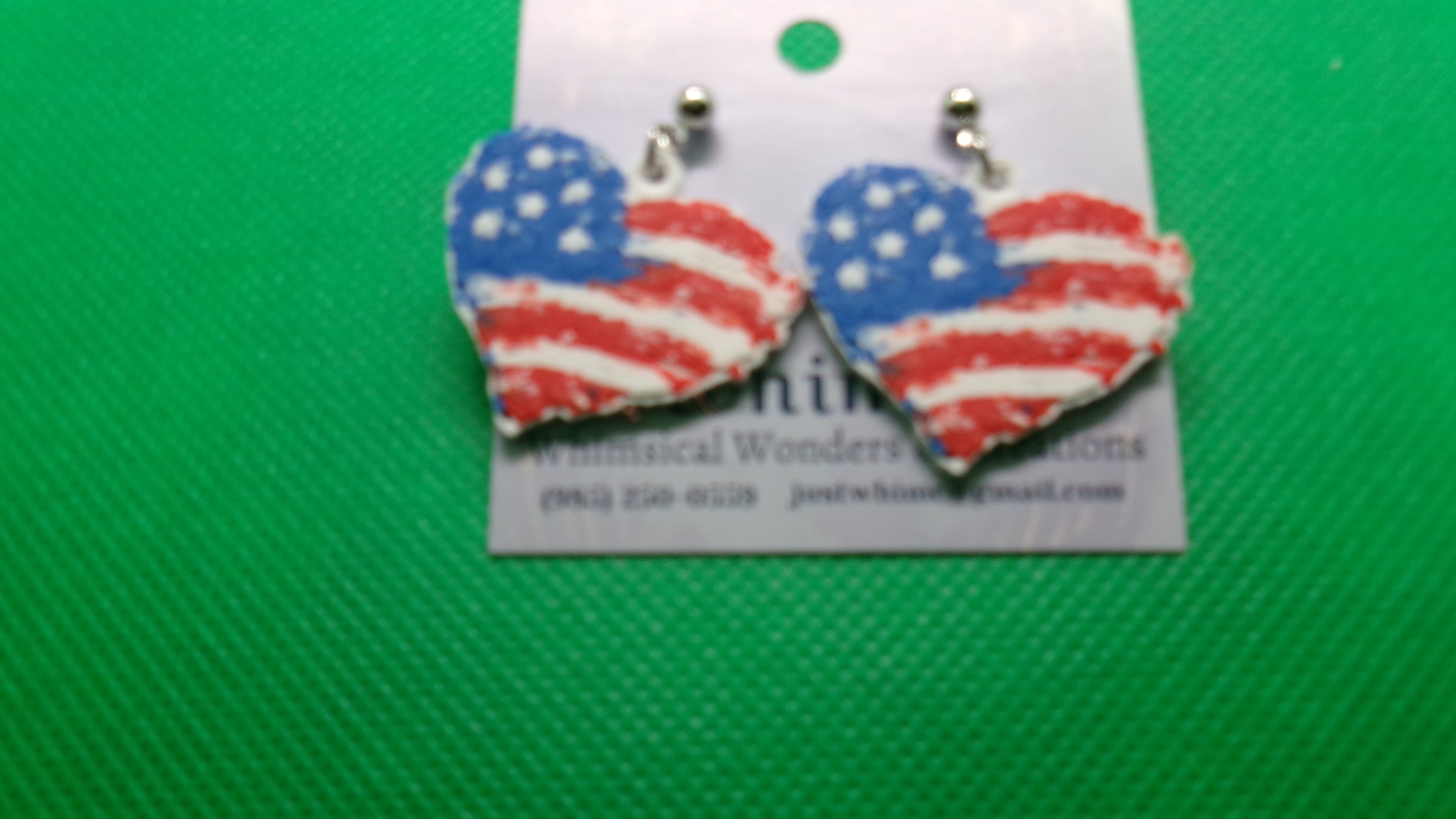 Heart Shaped Rough Edged American Flag Earrings and Keychain 3D files